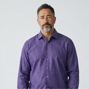 🔥 BUGATCHI ooohcotton 8-way Stretch Purple Button Up Shirt